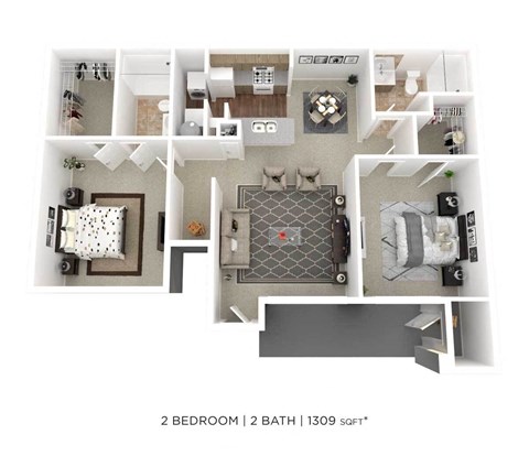 a floor plan of 2 bedroom 1 bath